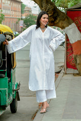 Champa - White Soft Cotton Kurta Coord Set