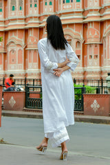 Champa - White Soft Cotton Kurta Coord Set