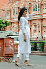 Champa - White Soft Cotton Kurta Coord Set