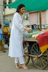 Bela - White Soft Cotton Kurta Coord Set