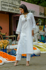 Bela - White Soft Cotton Kurta Coord Set