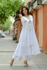 Ketaki - White Soft Cotton Kurta Coord Set With Overlay Shrug