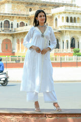 Nishigandha - White Soft Cotton Kurta Coord Set