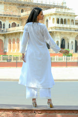 Nishigandha - White Soft Cotton Kurta Coord Set