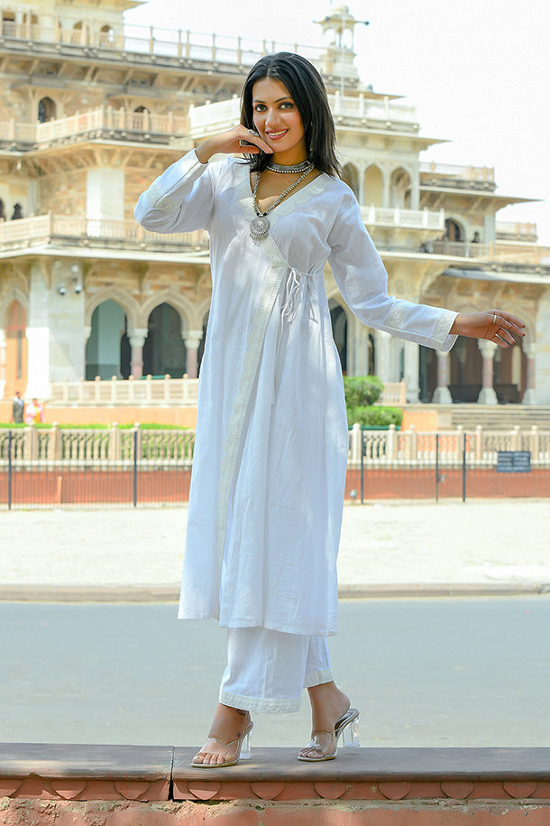 Nishigandha - White Soft Cotton Kurta Coord Set