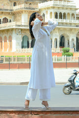 Nishigandha - White Soft Cotton Kurta Coord Set