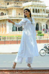 Nishigandha - White Soft Cotton Kurta Coord Set