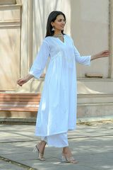 Aprajita - White Cotton Kurta Coord Set