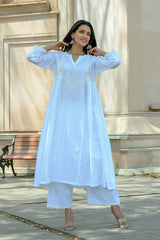 Aprajita - White Cotton Kurta Coord Set