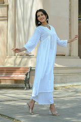 Aprajita - White Cotton Kurta Coord Set