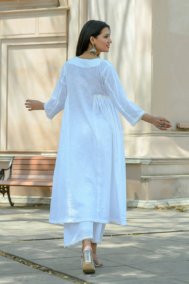 Aprajita - White Cotton Kurta Coord Set