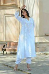 Aprajita - White Cotton Kurta Coord Set