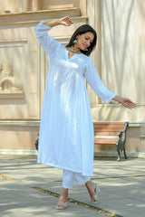 Aprajita - White Cotton Kurta Coord Set