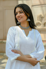 Aprajita - White Cotton Kurta Coord Set