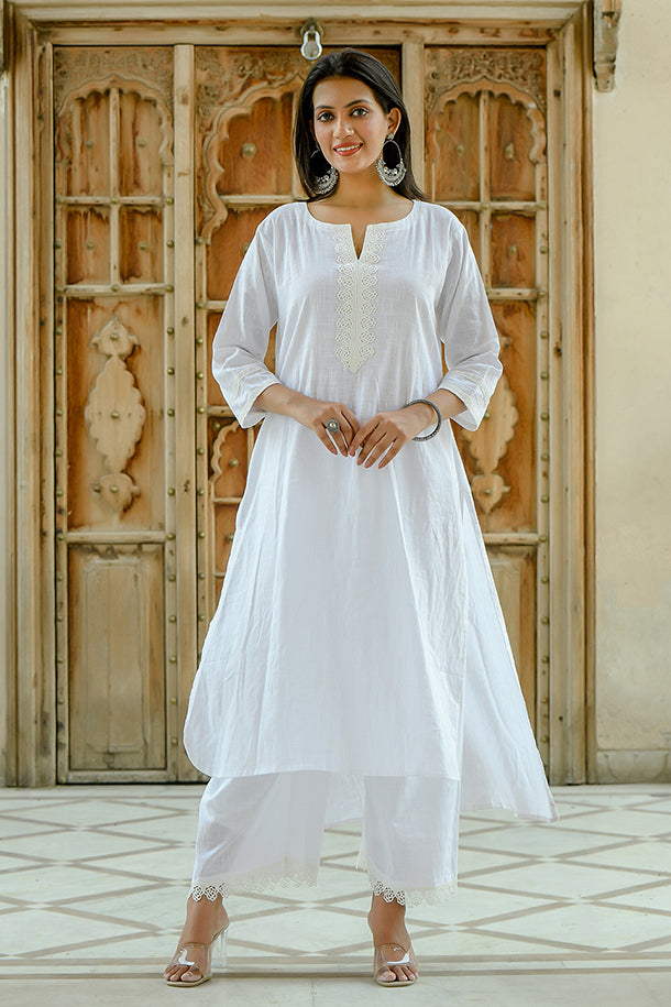 Chameli - White Soft Cotton Kurta Coord Set