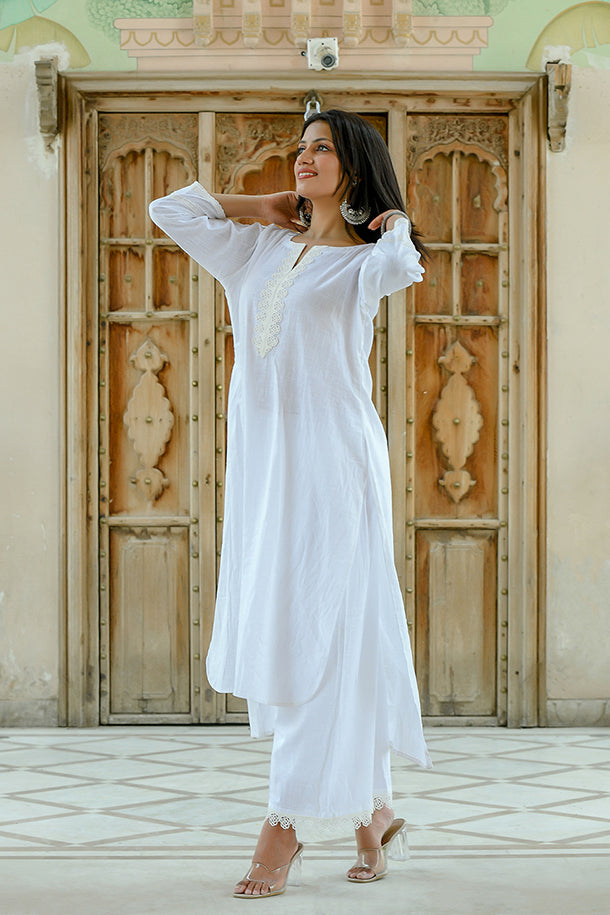 Chameli - White Soft Cotton Kurta Coord Set