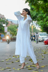 Juhi - White Soft Cotton Kurta Coord Set