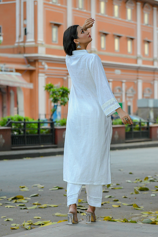 Juhi - White Soft Cotton Kurta Coord Set