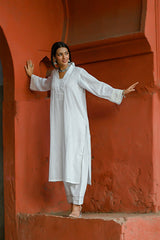 Juhi - White Soft Cotton Kurta Coord Set