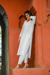 Juhi - White Soft Cotton Kurta Coord Set