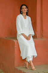 Juhi - White Soft Cotton Kurta Coord Set