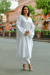 Champa - White Soft Cotton Kurta Coord Set