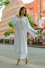 Champa - White Soft Cotton Kurta Coord Set