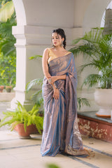 CALM SWAN - MUL TISSUE SAREE