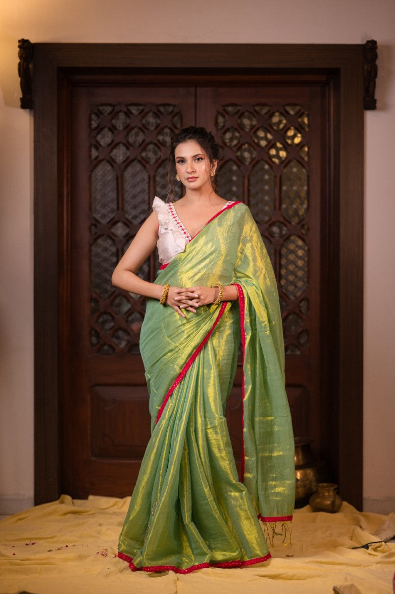 CITRUS DELIGHT - MUL TISSUE SAREE