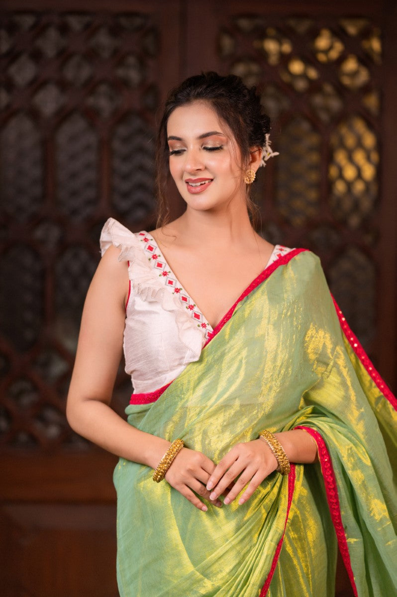 CITRUS DELIGHT - MUL TISSUE SAREE