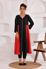 Black and Red Vivid Vibes Kurta Set