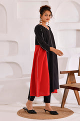 Black and Red Vivid Vibes Kurta Set