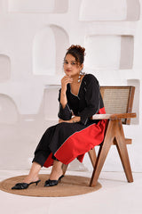 Black and Red Vivid Vibes Kurta Set