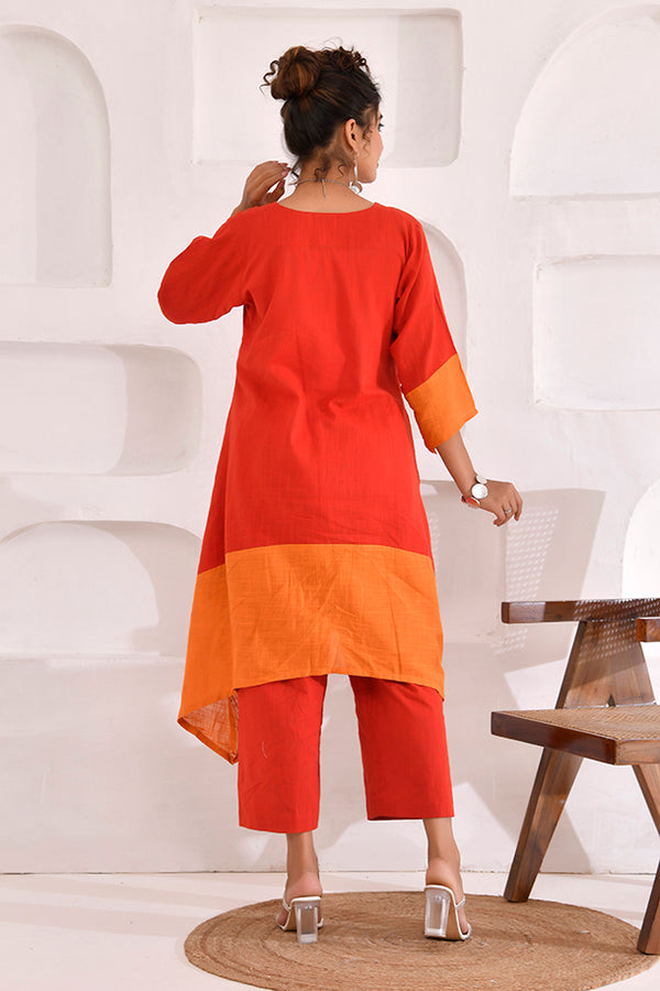 Vivid Vibes Elegant Asymmetric Kurta Set