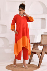 Vivid Vibes Elegant Asymmetric Kurta Set