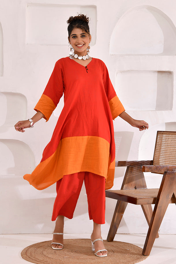 Vivid Vibes Elegant Asymmetric Kurta Set