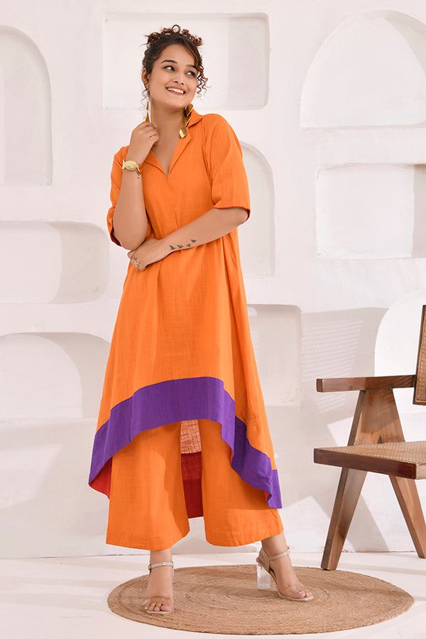 Vivid Vibes Orange Kurta Co-ord Set