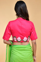 Fuchsia Pink Blouse with Floral Embroidery