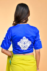 Royal Blue Peacock Embroidered Blouse