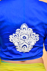 Royal Blue Peacock Embroidered Blouse