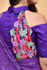 Contemporary Cold-Shoulder Violet Embroidered Blouse