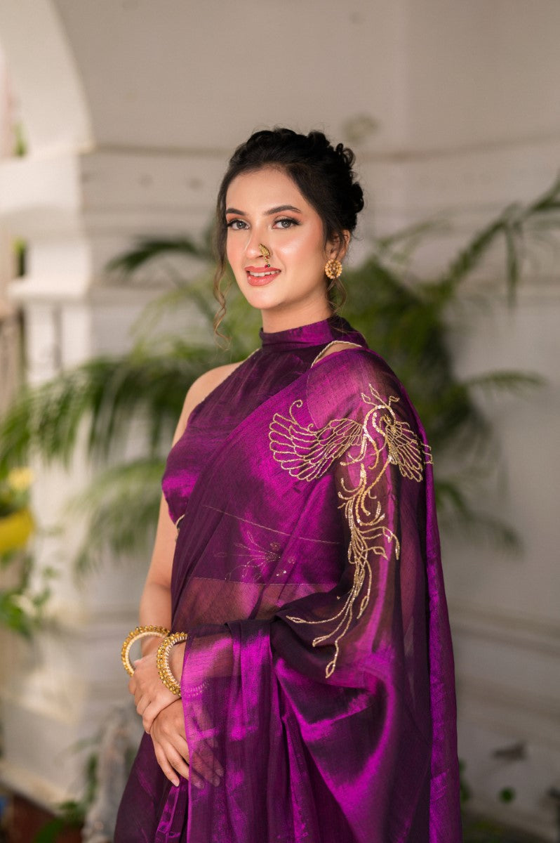 GOLD FIREBIRD - MUL TISSUE SAREE