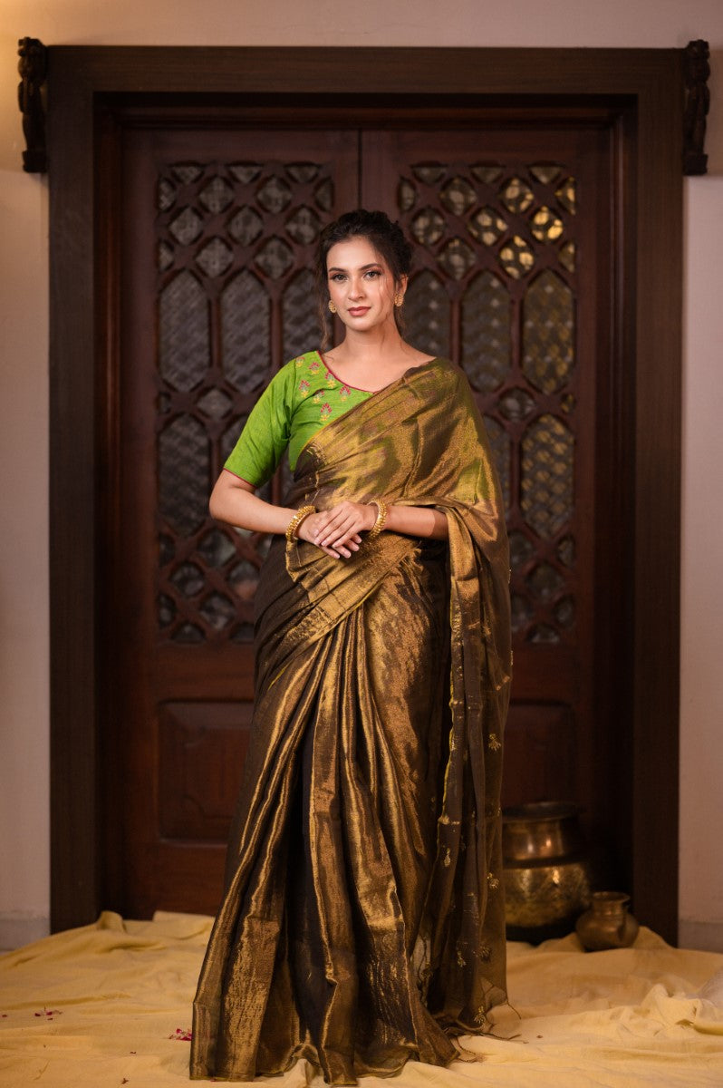 GOLDEN ESSENCE - MUL TISSUE SAREE