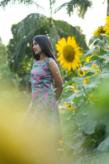 Green Pink Sleeveless Comfort Dress