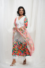 Milky White Cotton Floral Kurta Set