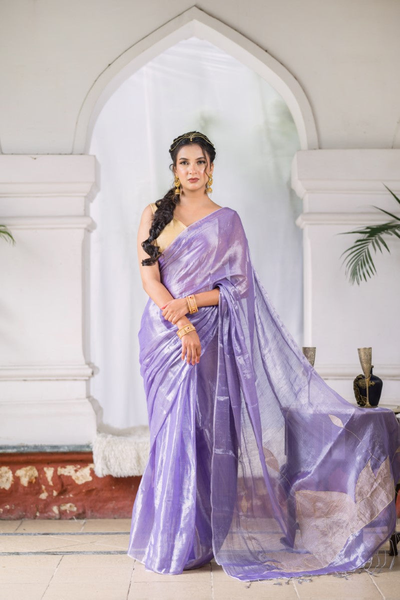 LAVENDER AURA - MUL TISSUE SAREE