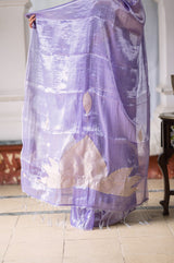 LAVENDER AURA - MUL TISSUE SAREE