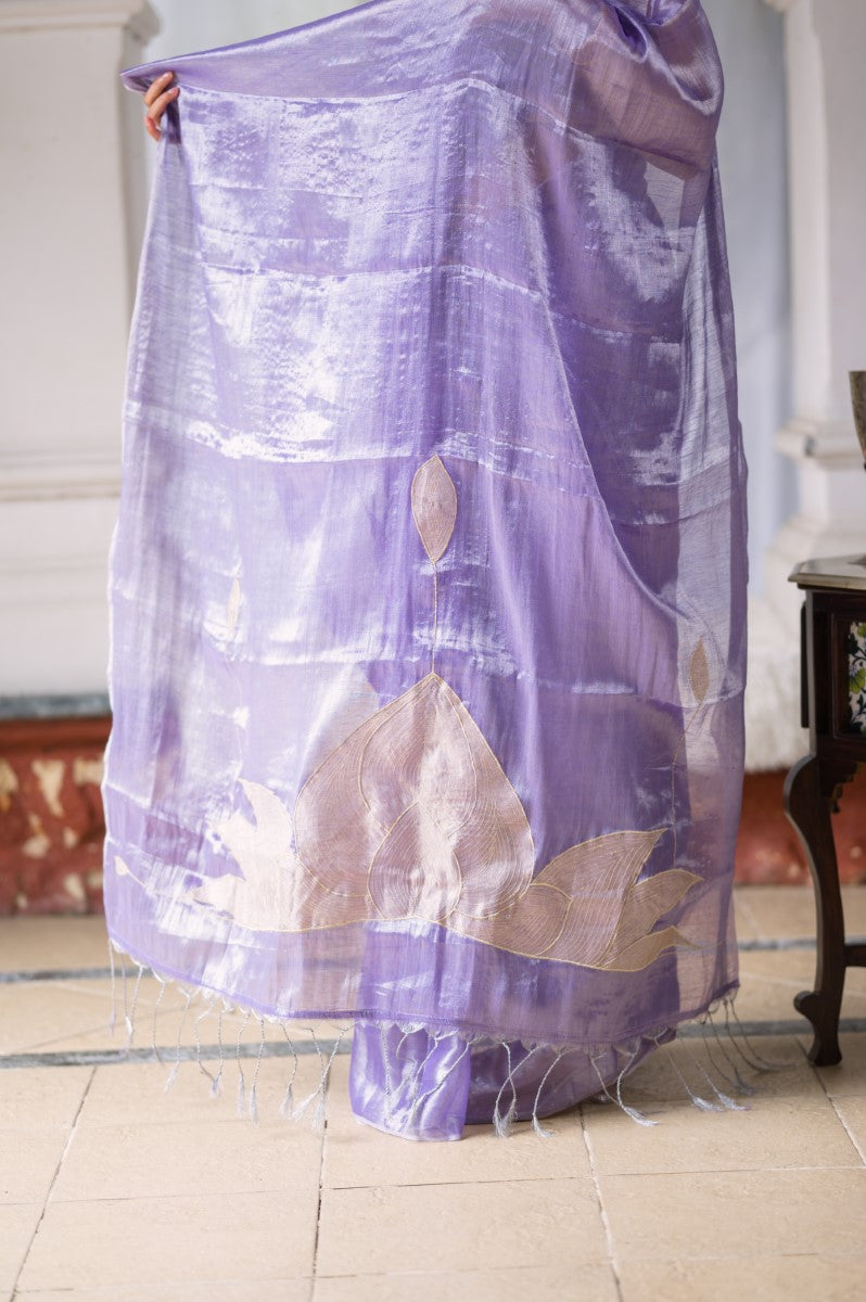 LAVENDER AURA - MUL TISSUE SAREE