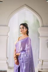 LAVENDER AURA - MUL TISSUE SAREE