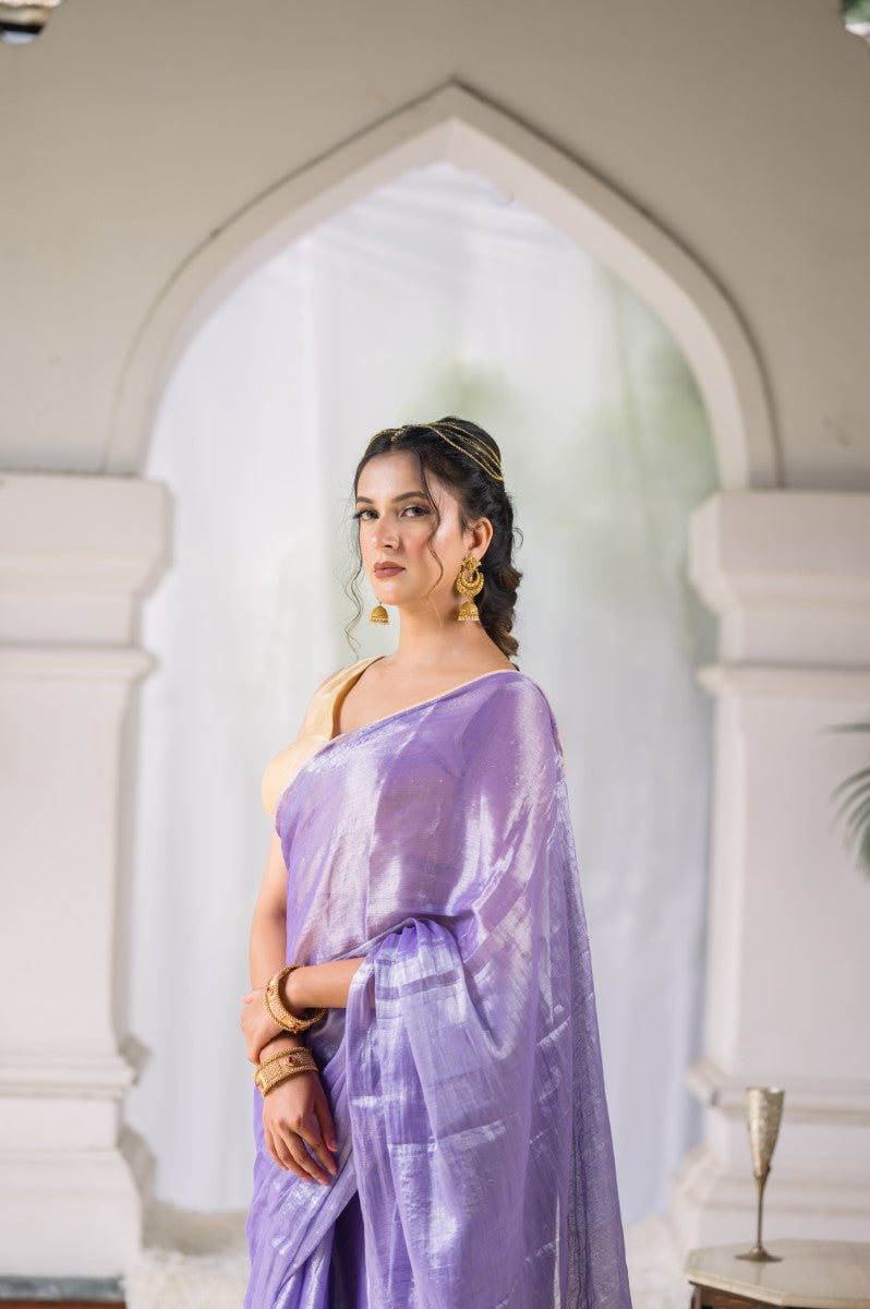 LAVENDER AURA - MUL TISSUE SAREE